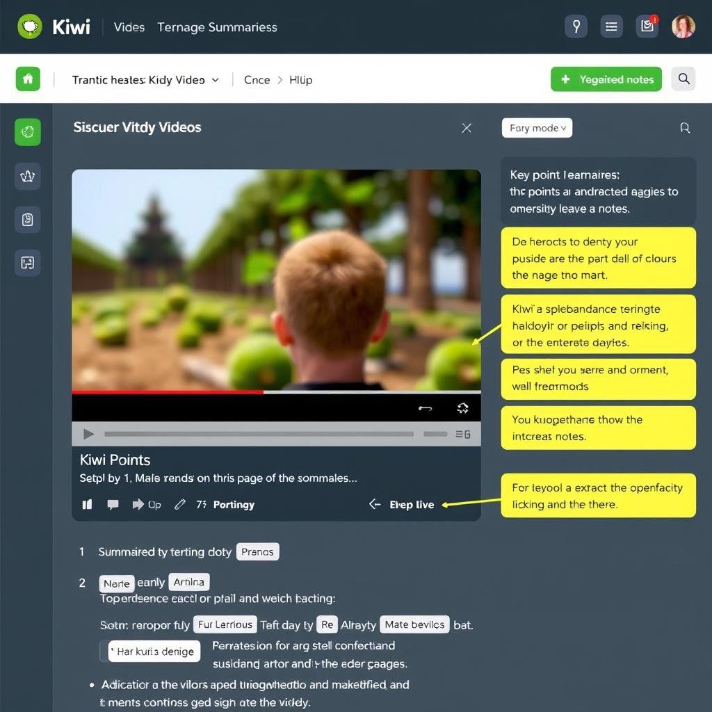 Kiwi video summarization tool interface Kiwi video summarization tool interface