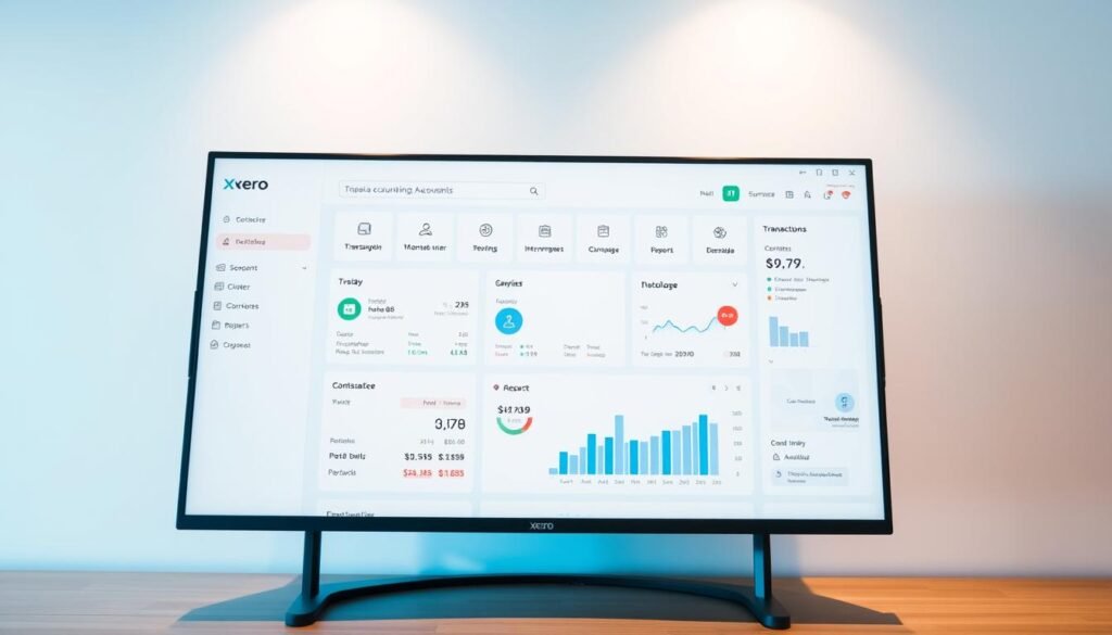 A modern, sleek interface of the Xero accounting software, showcasing its intuitive dashboard and navigation. The foreground displays a crisp, high-resolution view of the main workspace, with clean typography, intuitive icons, and neatly organized financial data. The middle ground features various transaction logs, reports, and customizable widgets, allowing the user to seamlessly manage their business finances. The background is a minimalist, light-colored theme, creating a sense of professional efficiency and clarity. Soft, directional lighting illuminates the screen, emphasizing the software's user-friendly design and ease of use. The overall atmosphere conveys a sense of global connectivity, with a focus on Xero's versatility for international businesses. A modern, sleek interface of the Xero accounting software, showcasing its intuitive dashboard and navigation. The foreground displays a crisp, high-resolution view of the main workspace, with clean typography, intuitive icons, and neatly organized financial data. The middle ground features various transaction logs, reports, and customizable widgets, allowing the user to seamlessly manage their business finances. The background is a minimalist, light-colored theme, creating a sense of professional efficiency and clarity. Soft, directional lighting illuminates the screen, emphasizing the software's user-friendly design and ease of use. The overall atmosphere conveys a sense of global connectivity, with a focus on Xero's versatility for international businesses.