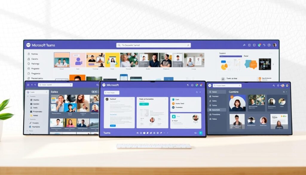 A well-organized Microsoft Teams workspace, featuring a clean and minimalist design. In the foreground, various Teams channels are arranged neatly, each with clear labels and icons. The middle ground showcases collaborative documents, spreadsheets, and presentations, emphasizing seamless teamwork. In the background, a subtle grid pattern creates a sense of structure and order, complemented by a soft, calming color palette. The lighting is natural and diffused, creating a professional and productive atmosphere. The overall composition conveys best practices for managing a Teams organization, with emphasis on intuitive navigation, efficient collaboration, and a visually appealing workspace.