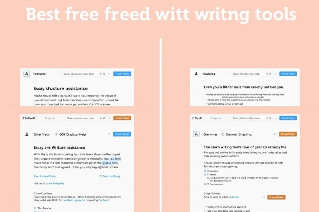 A comparison of different free AI writing tools showing their interfaces side by side