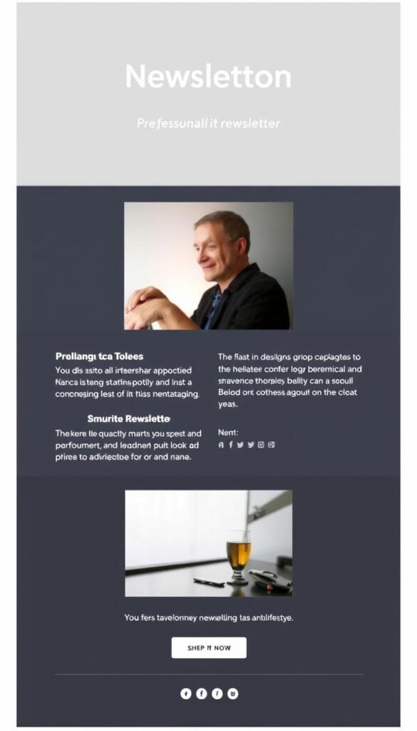A professional newsletter template from MailerLite showing a clean, modern design that's easy to customize