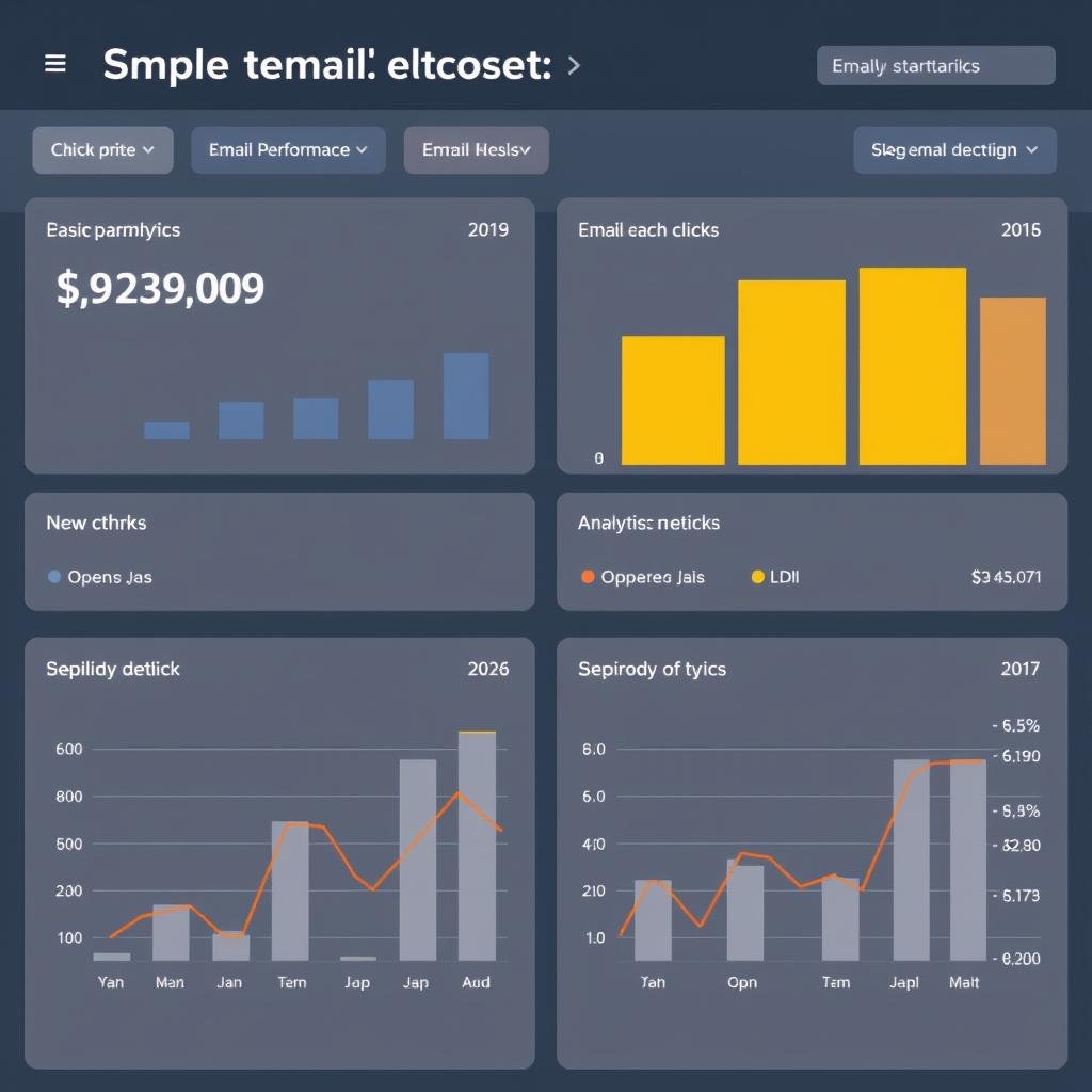 A simple analytics dashboard showing basic email performance metrics like opens and clicks