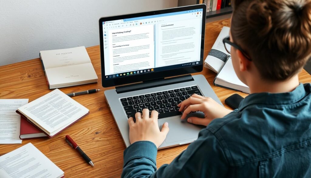 A student using multiple AI writing tools to help with an academic paper