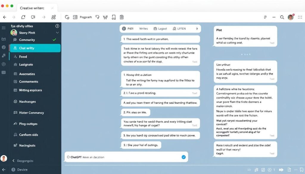 ChatGPT interface being used for creative writing and story development ChatGPT interface being used for creative writing and story development