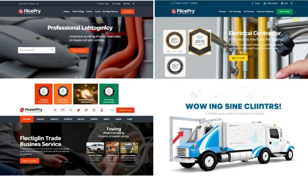 Collection of successful trade business website homepages