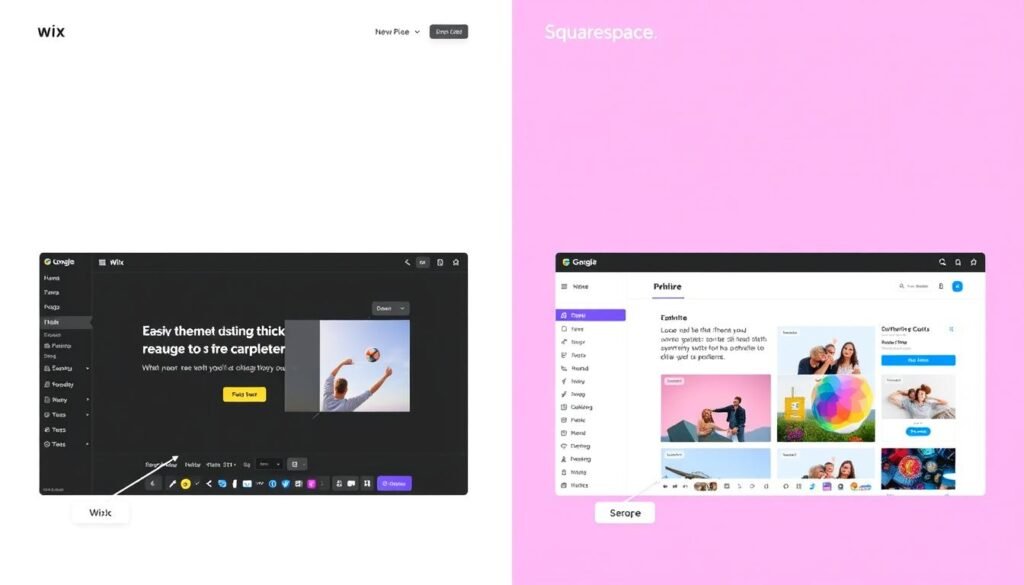Comparison of different website builder interfaces showing ease of use