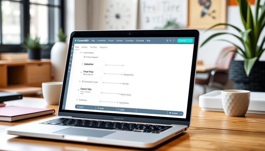 ConvertKit visual automation builder showing email sequence workflow