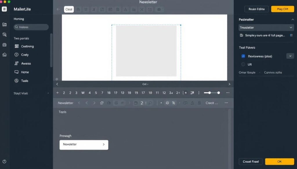 MailerLite's clean drag-and-drop email editor showing a newsletter template being created with the easiest email marketing tool for beginners MailerLite's clean drag-and-drop email editor showing a newsletter template being created with the easiest email marketing tool for beginners