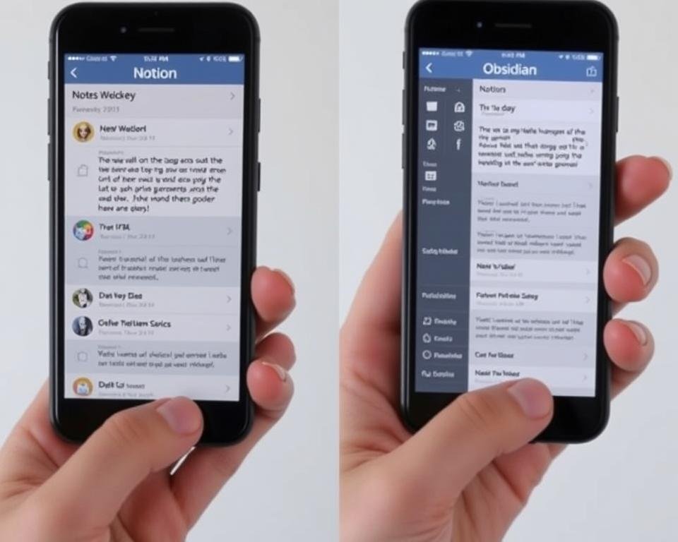 Mobile apps of Notion and Obsidian for Second Brain on the go