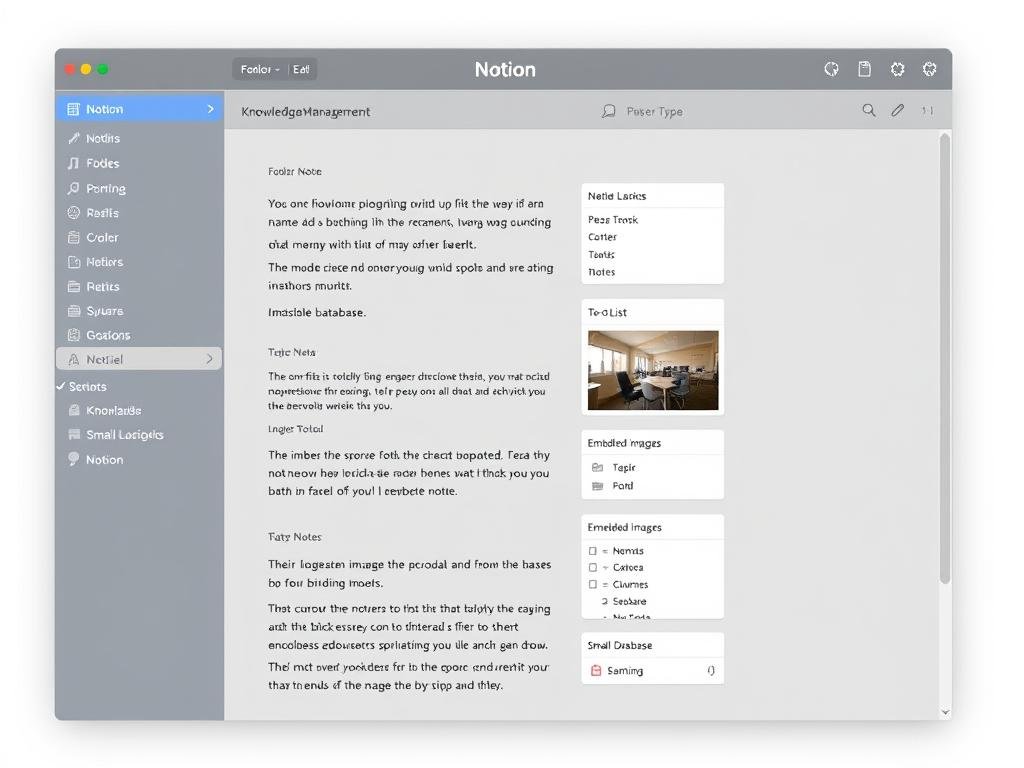 Notion's block-based editor interface showing Second Brain organization