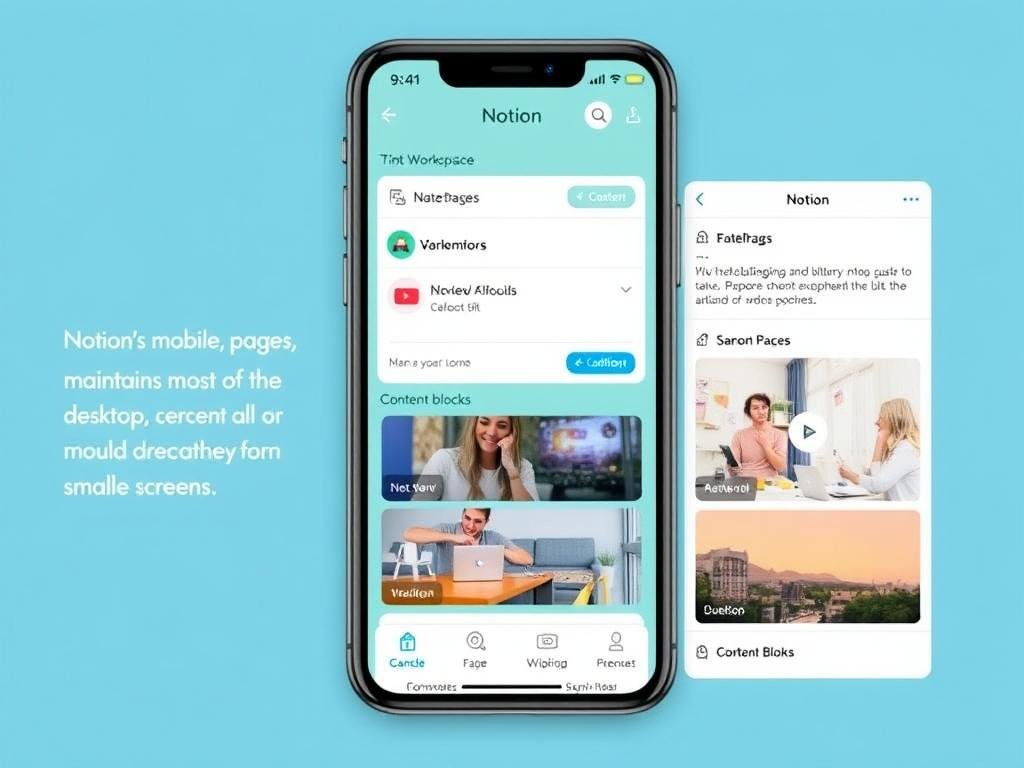 Notion's mobile interface showing similar functionality to the desktop version