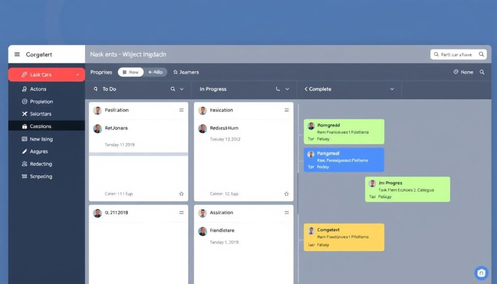 Notion's project management view showing tasks in Kanban board format