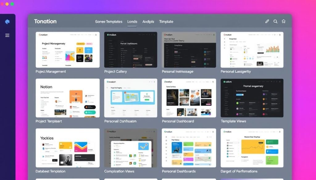 Notion's template gallery showing various pre-built templates for different use cases