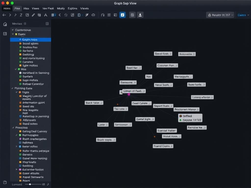 Obsidian's graph view showing interconnected notes and knowledge relationships