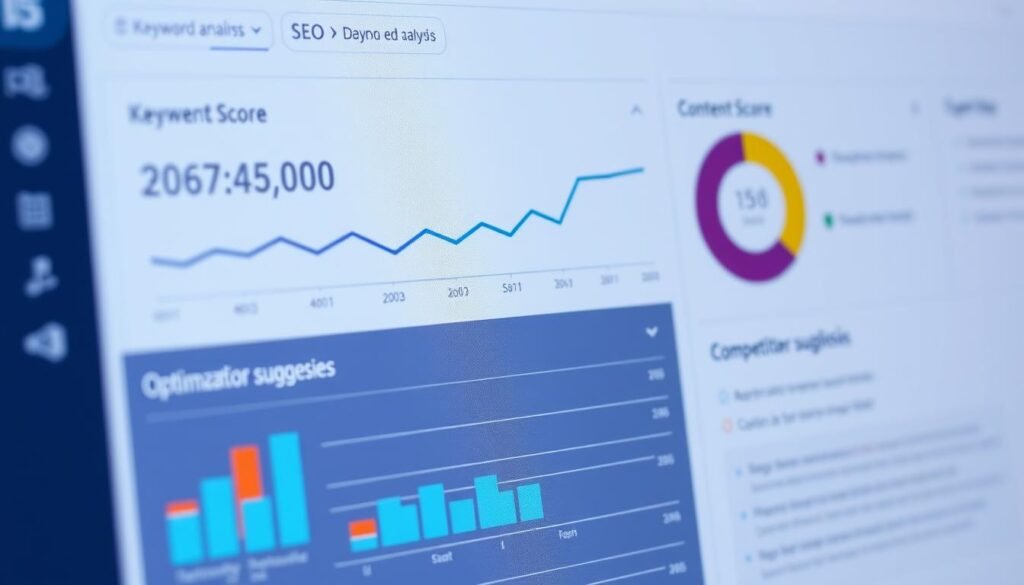 SEO optimization interface showing keyword analysis in best AI writing tool for blog posts