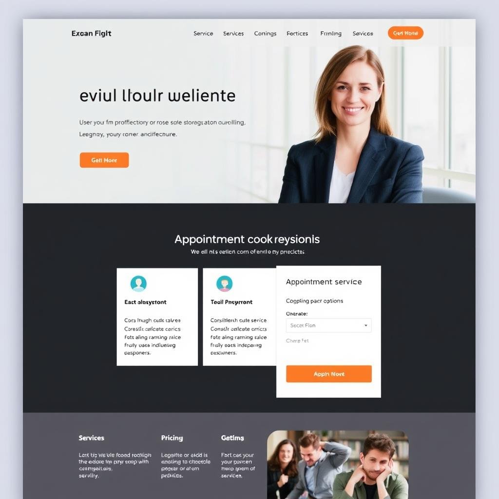 Service provider website example showing services and booking system