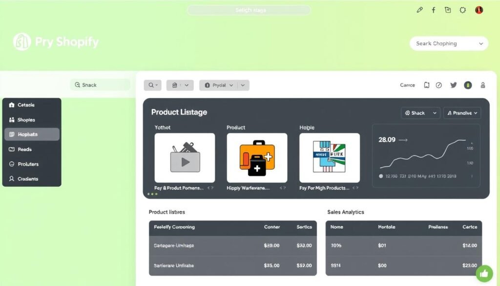 Shopify store dashboard showing product management for creative products