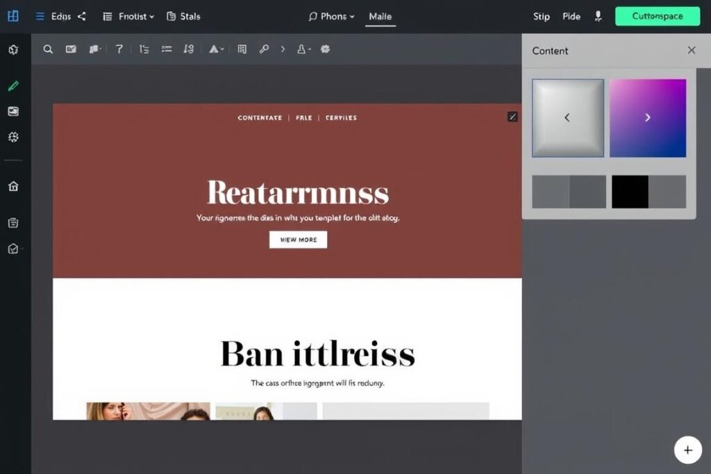 Squarespace website builder interface showing template customization