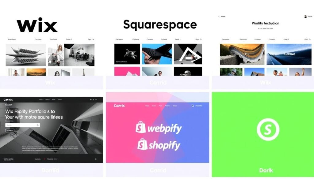 Visual comparison of portfolio websites built with different no-code platforms