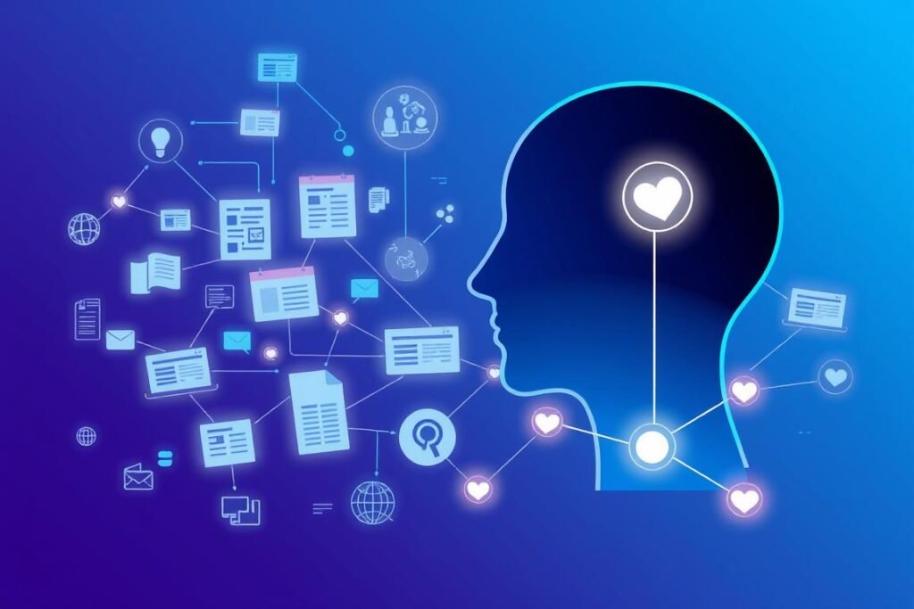 Visual representation of a Second Brain knowledge management system with connected notes and ideas